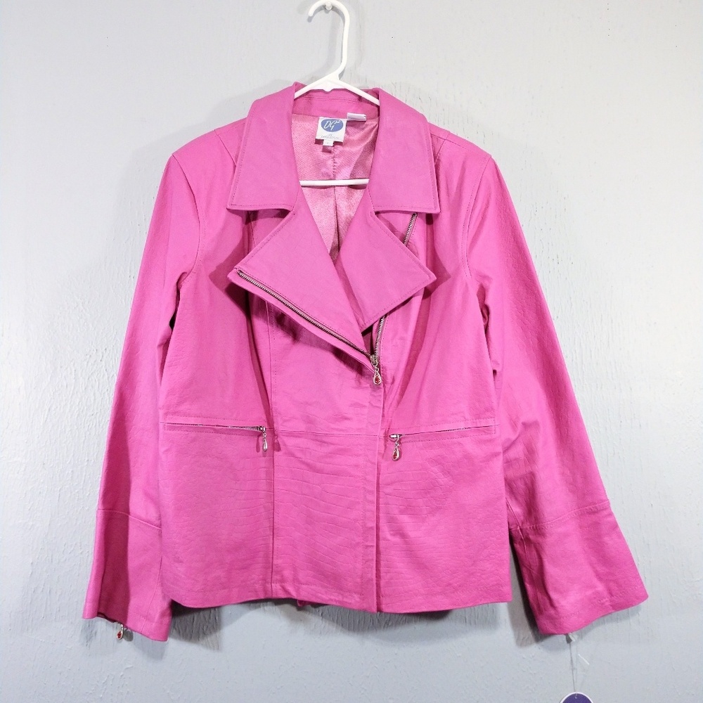 DG2 Diane Gilman Moto Jacket Pig Suede Large